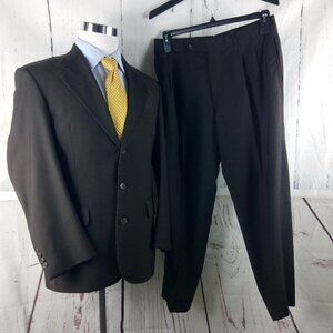 Corbin Ltd Dillard's 40R 3 Button Brown 2pc Suit 32x26.5 Pleated